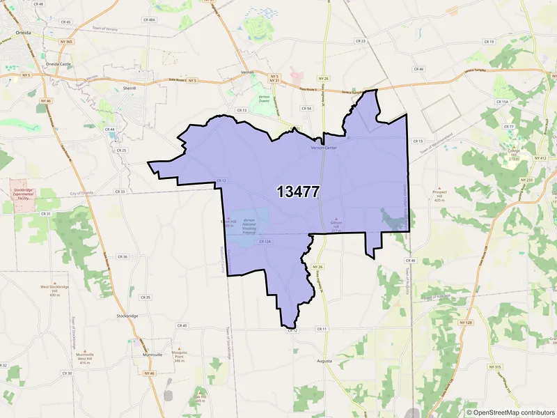 Map of ZIP Code 13477 — Vernon Center, NY