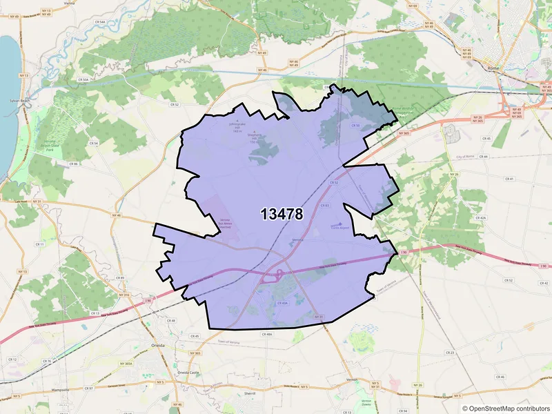 Map of ZIP Code 13478 — Verona, NY
