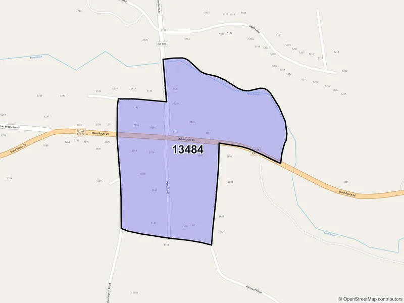 Map of West Eaton, New York and ZIP codes