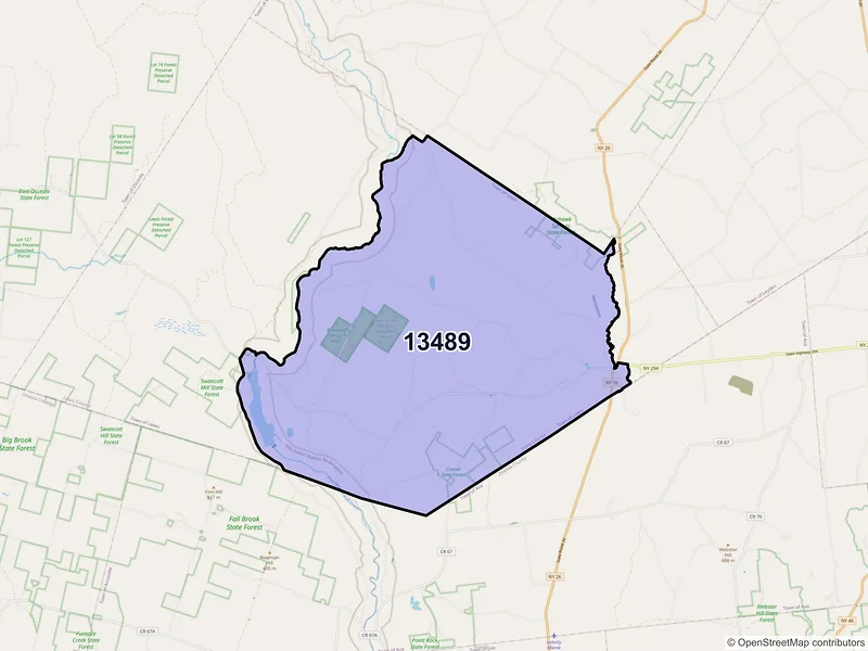 Map of ZIP Code 13489 — West Leyden, NY