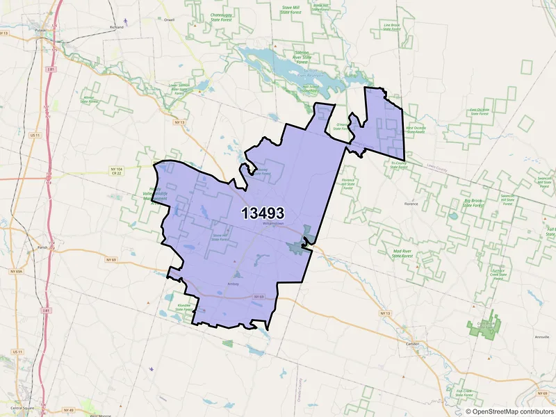 Map of ZIP Code 13493 — Williamstown, NY