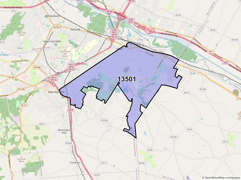 Map of ZIP Code 13501 — Utica, NY