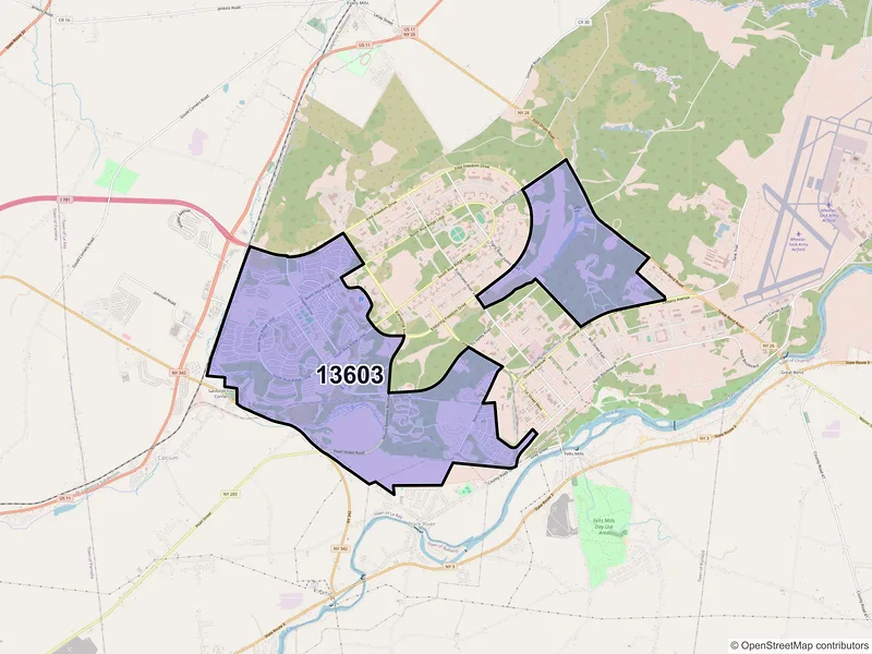 Map of ZIP Code 13603 — Watertown, NY
