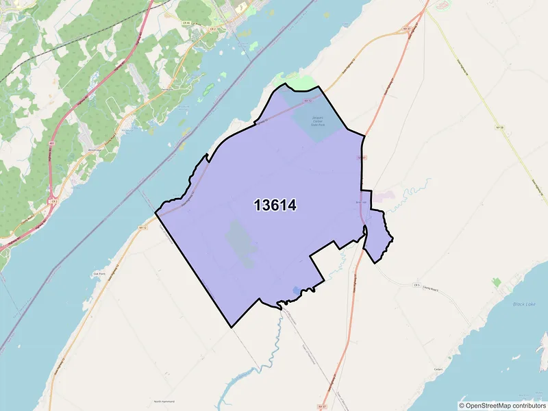 Map of ZIP Code 13614 — Brier Hill, NY