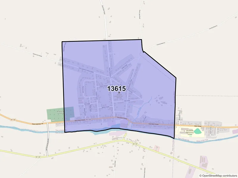 Map of Brownville, New York and ZIP codes