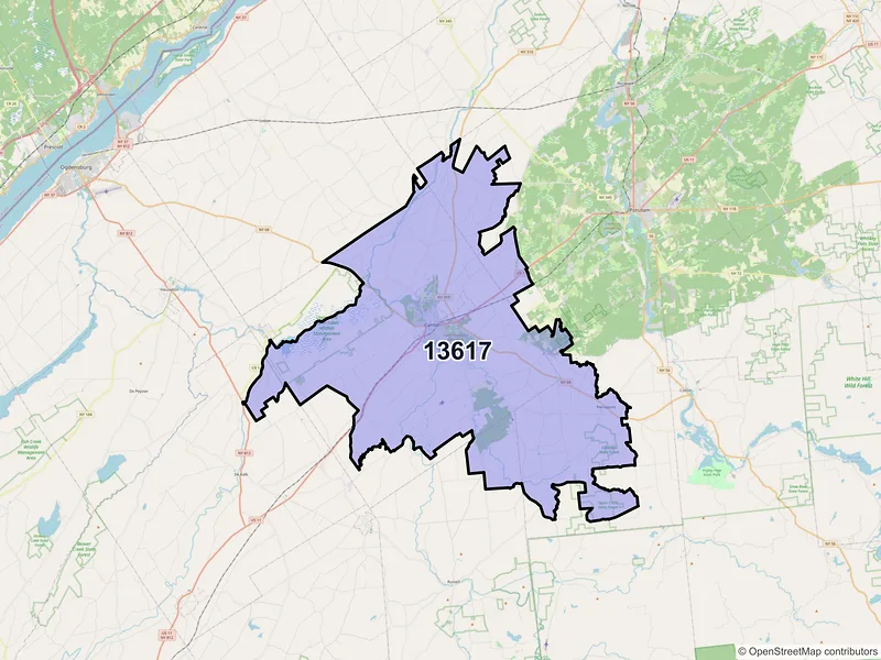 Map of ZIP Code 13617 — Canton, NY