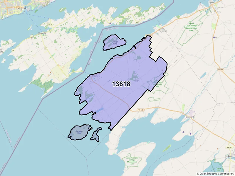 Map of ZIP Code 13618 — Cape Vincent, NY