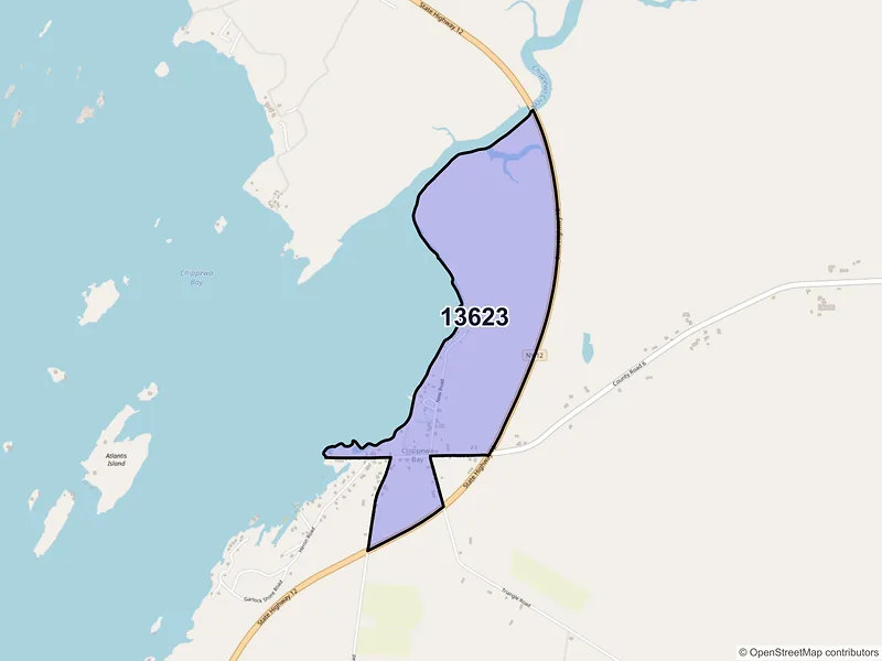 Map of Chippewa Bay, New York and ZIP codes