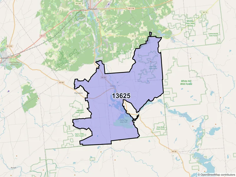Map of Colton, New York and ZIP codes