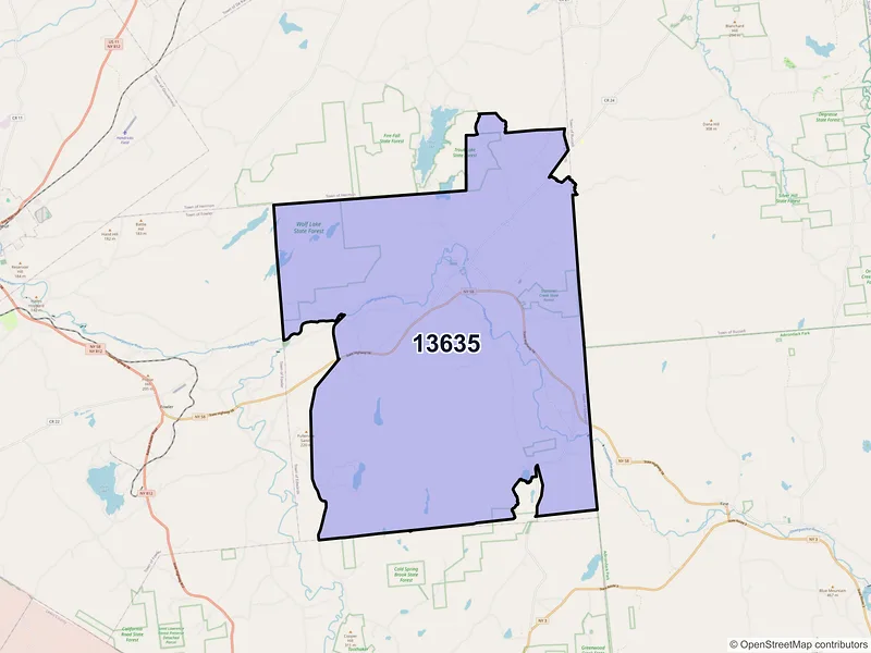 Map of ZIP Code 13635 — Edwards, NY