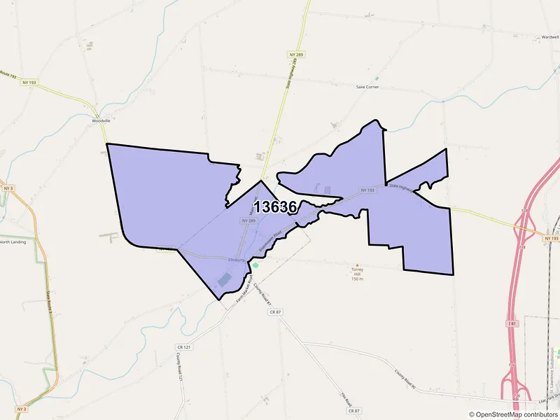 Map of ZIP Code 13636 — Ellisburg, NY