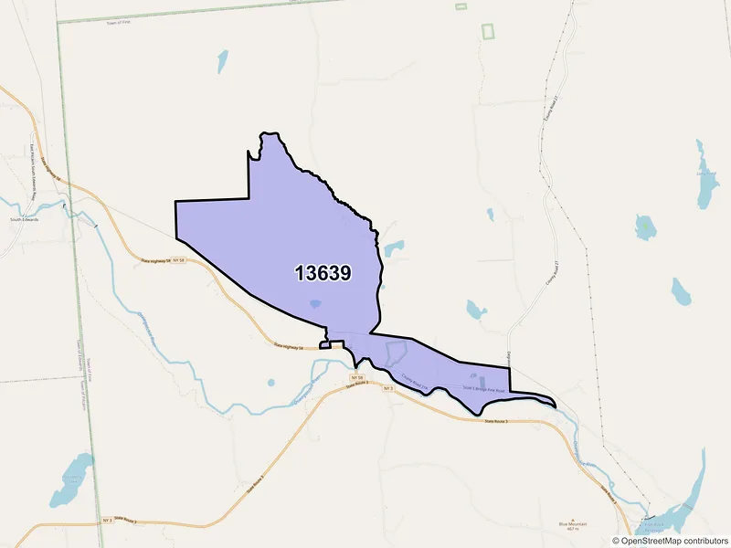 Map of ZIP Code 13639 — Fine, NY