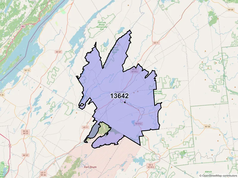 Map of ZIP Code 13642 — Gouverneur, NY