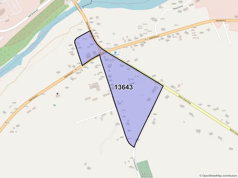 Map of Great Bend, New York and ZIP codes