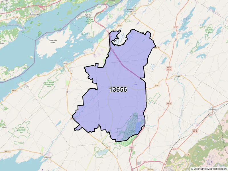 Map of ZIP Code 13656 — La Fargeville, NY
