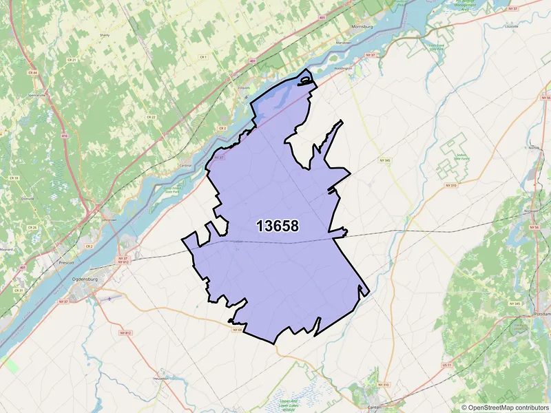 Map of ZIP Code 13658 — Lisbon, NY