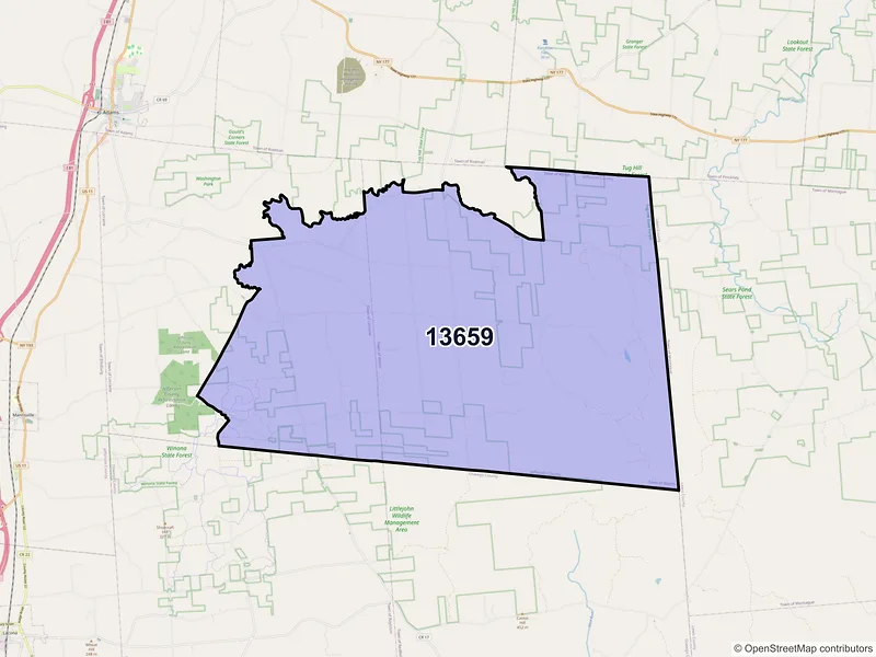 Map of ZIP Code 13659 — Lorraine, NY