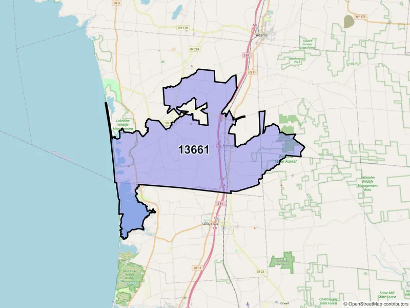 Map of ZIP Code 13661 — Mannsville, NY