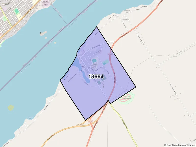 Map of ZIP Code 13664 — Morristown, NY