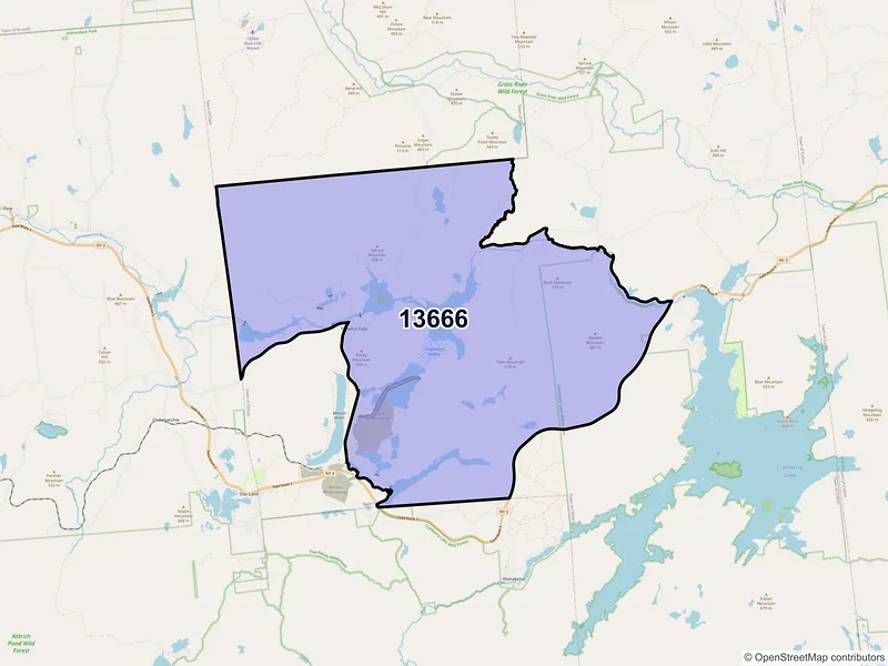 Map of Newton Falls, New York and ZIP codes