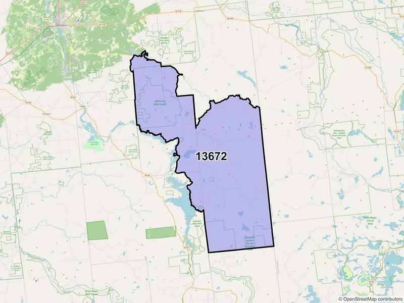Map of ZIP Code 13672 — Parishville, NY
