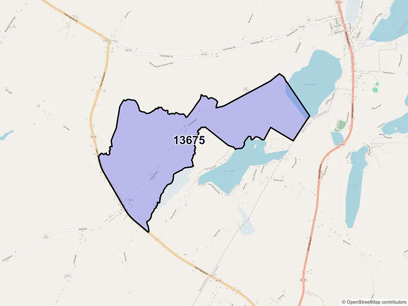 Map of ZIP Code 13675 — Plessis, NY