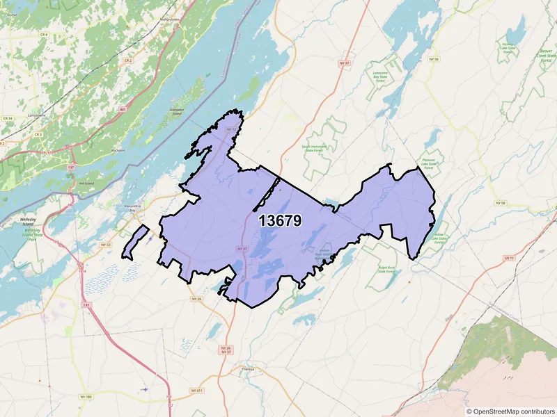 Map of ZIP Code 13679 — Redwood, NY