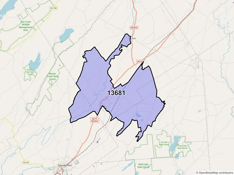 Map of ZIP Code 13681 — Richville, NY