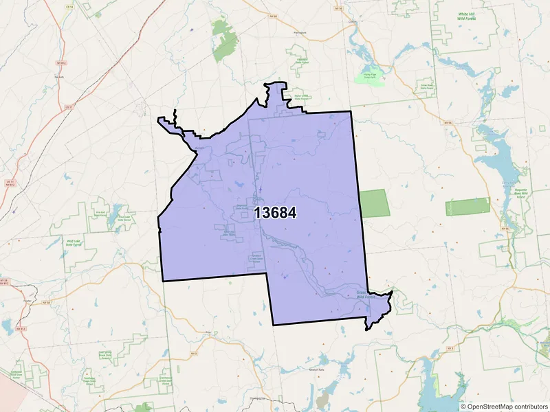 Map of ZIP Code 13684 — Russell, NY