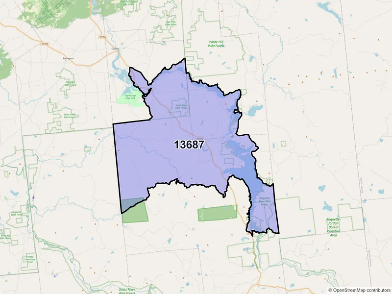 Map of ZIP Code 13687 — South Colton, NY