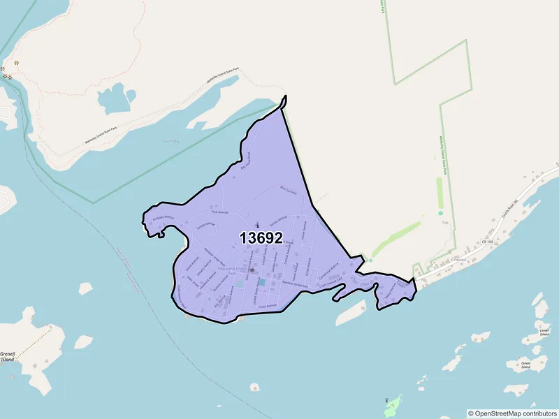 Map of Thousand Island Park, New York and ZIP codes