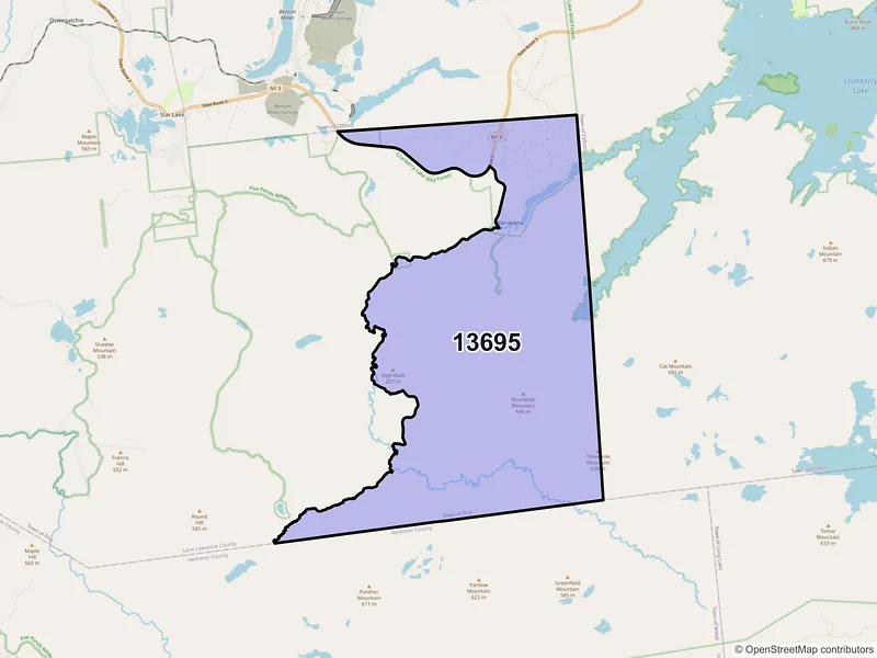 Map of Wanakena, New York and ZIP codes