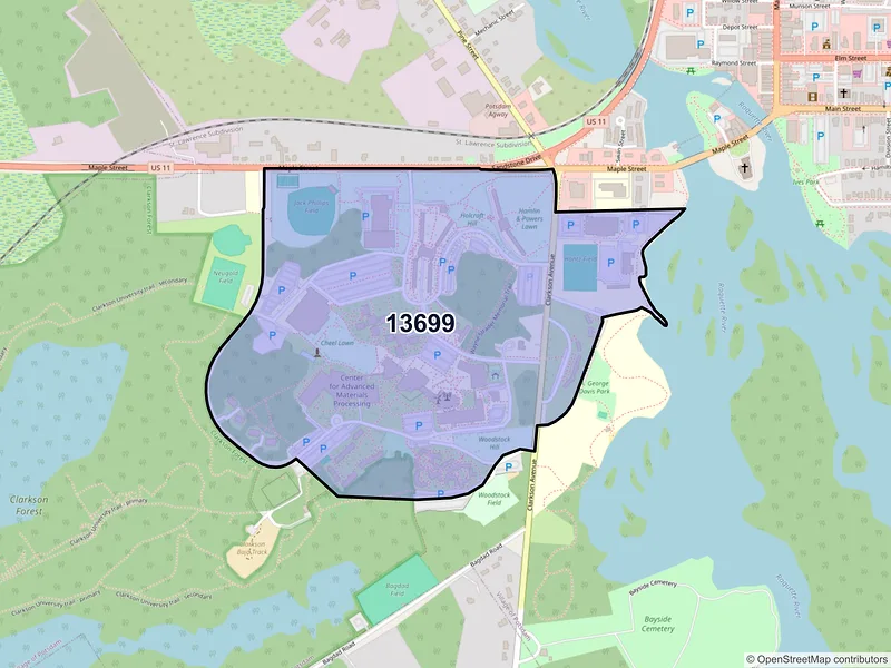 Map of ZIP Code 13699 — Potsdam, NY