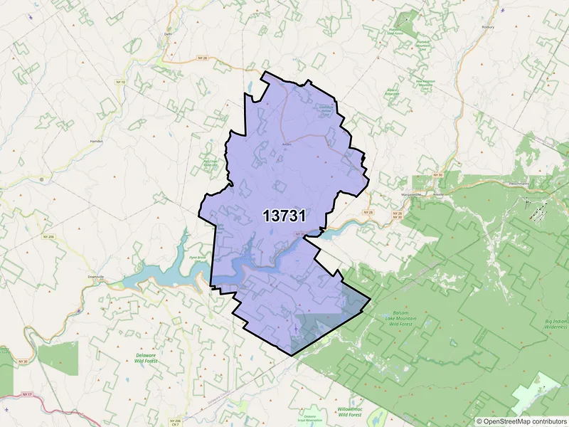 Map of ZIP Code 13731 — Andes, NY