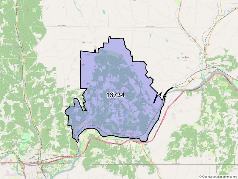 Map of ZIP Code 13734 — Barton, NY