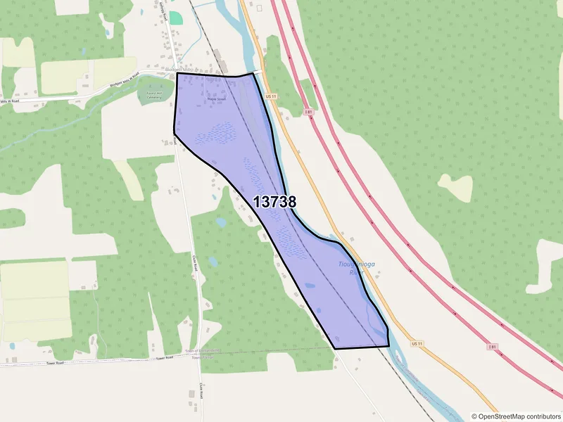 Map of Blodgett Mills, New York and ZIP codes