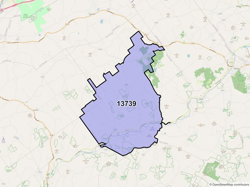 Map of ZIP Code 13739 — Bloomville, NY