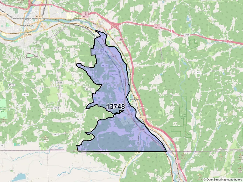 Map of ZIP Code 13748 — Conklin, NY