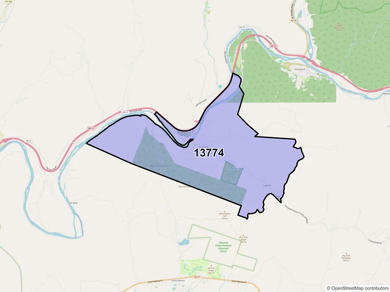 Map of Fishs Eddy, New York and ZIP codes