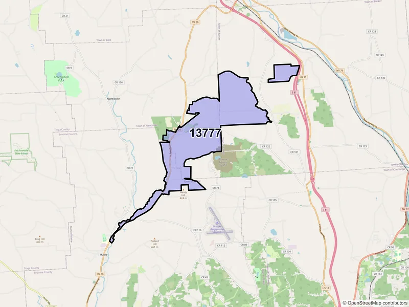 Map of Glen Aubrey, New York and ZIP codes