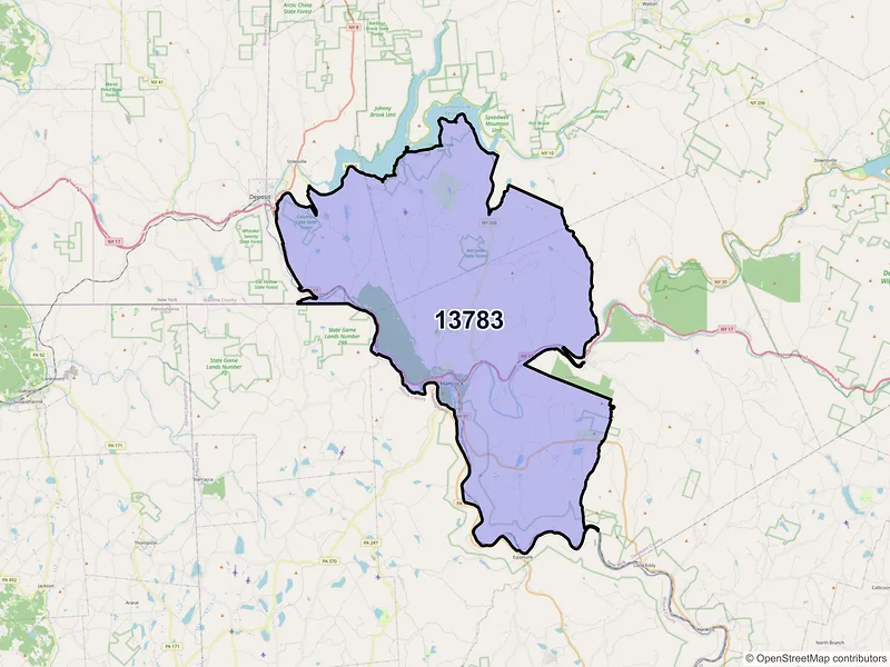 Map of Hancock, New York and ZIP codes