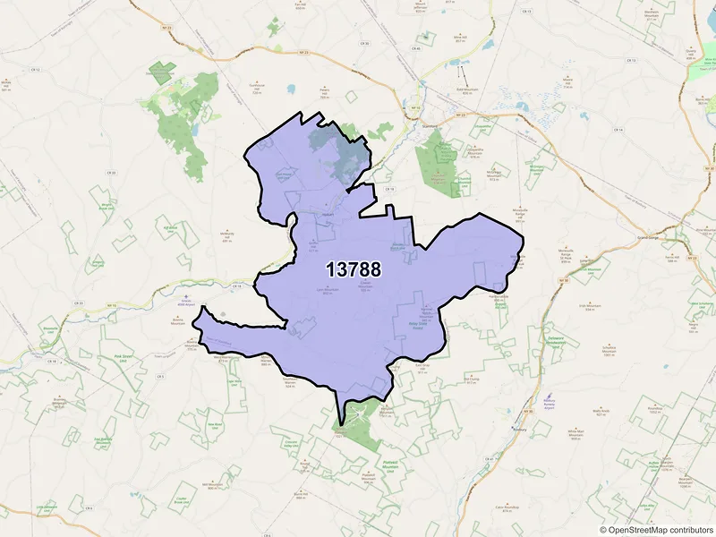 Map of ZIP Code 13788 — Hobart, NY