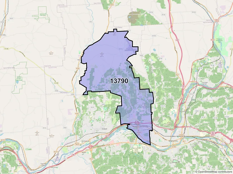 Map of ZIP Code 13790 — Johnson City, NY