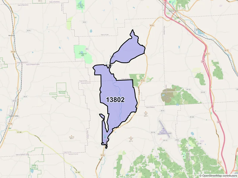 Map of Maine, New York and ZIP codes