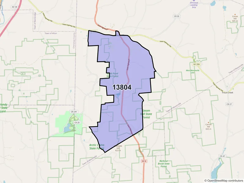 Map of ZIP Code 13804 — Masonville, NY