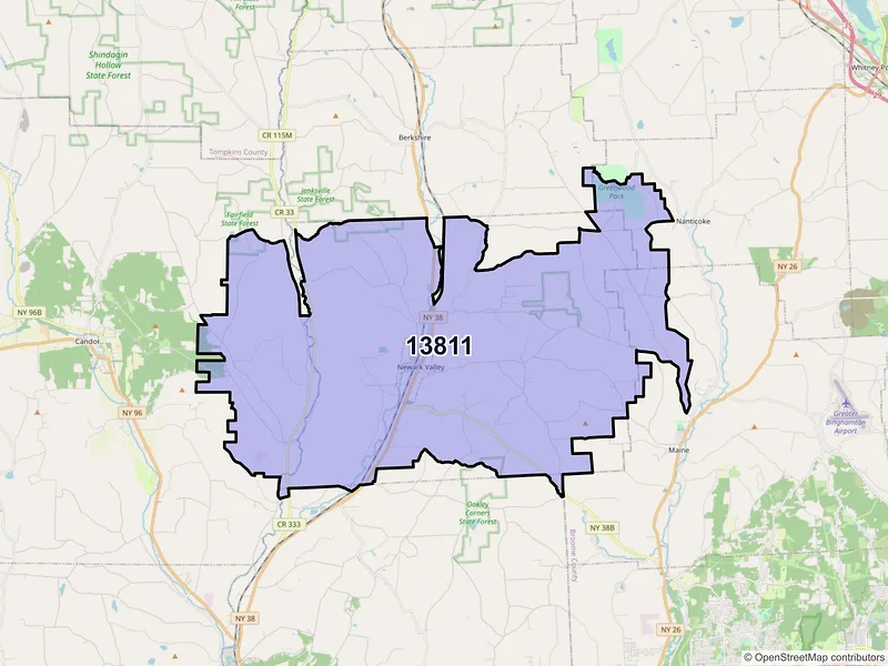 Map of Newark Valley, New York and ZIP codes