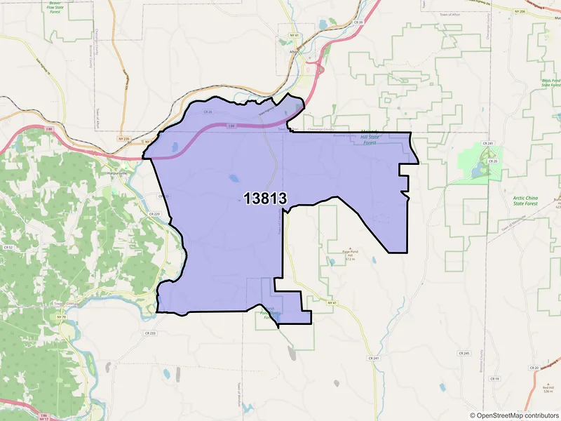 Map of ZIP Code 13813 — Nineveh, NY