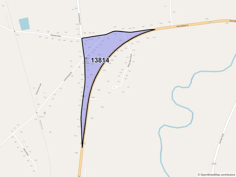 Map of North Norwich, New York and ZIP codes