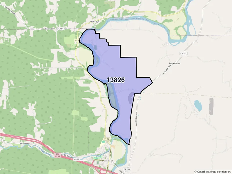 Map of ZIP Code 13826 — Ouaquaga, NY