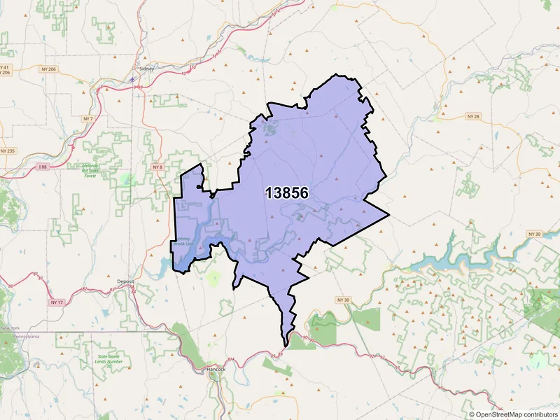 Map of ZIP Code 13856 — Walton, NY